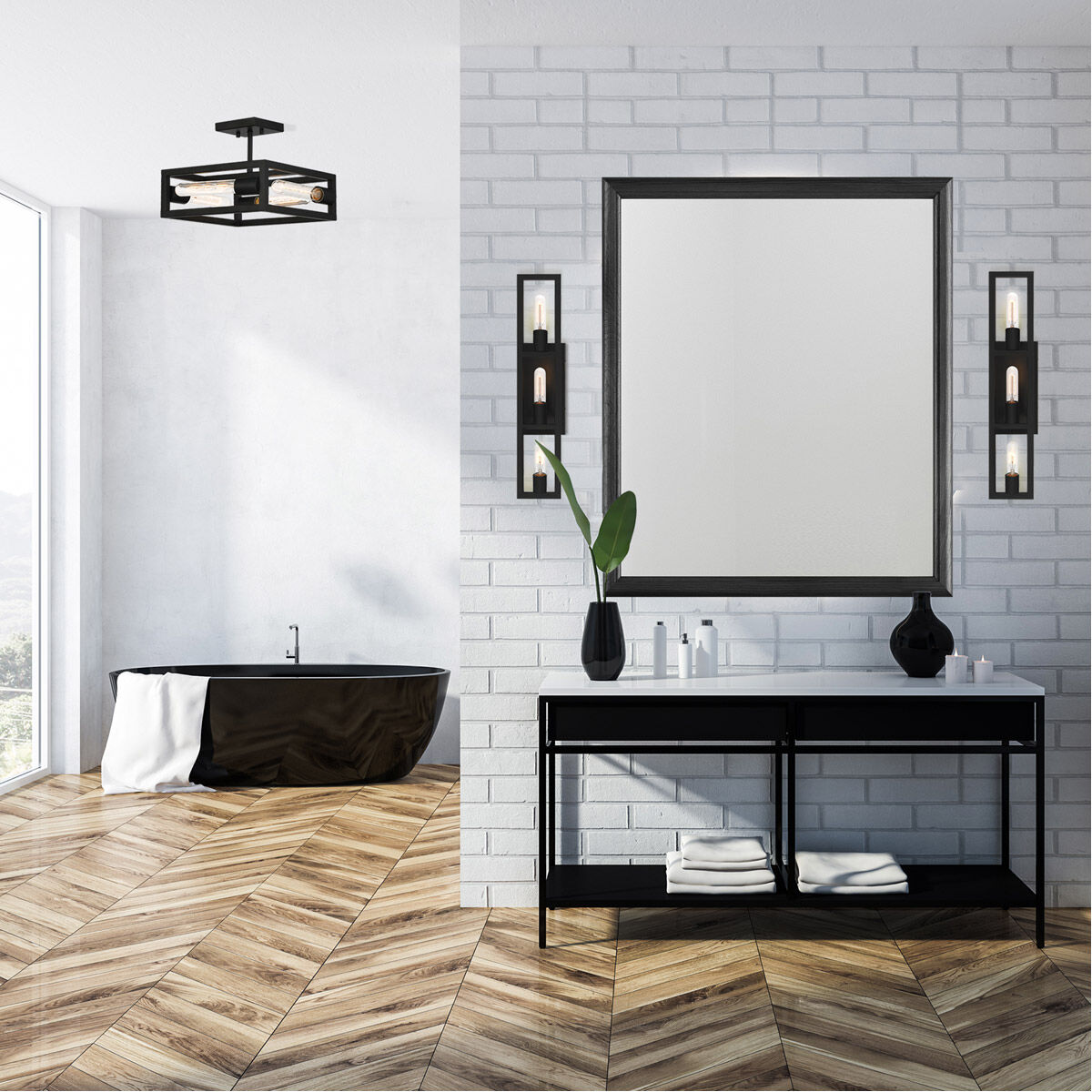 Urban Oasis 3 Light 25 inch Matte Black Vanity Light Wall Light